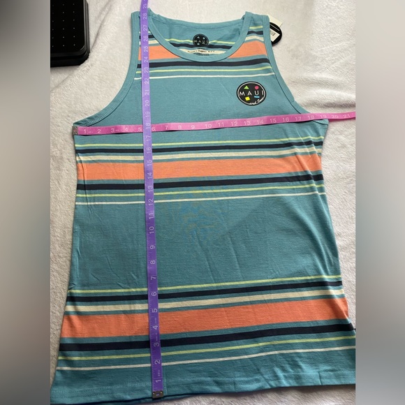 Maui And Sons Men’s Sz S Tank Top Sublime Ocean Blue Striped Design NWT MSRP $28 - Picture 6 of 7